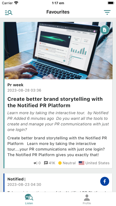 Notified PR Platform Screenshot