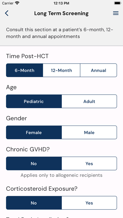 Transplant (HCT) Guidelines Screenshot