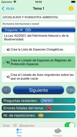 Captura de pantalla de Test Caza Pais Vasco en iPhone 3