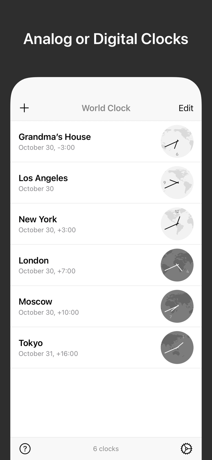 World Clock Time Zone Widgets