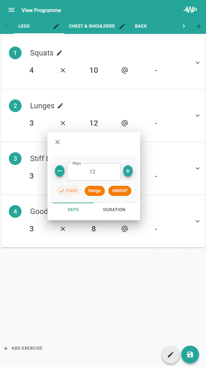 Workout Planner Coach  Client