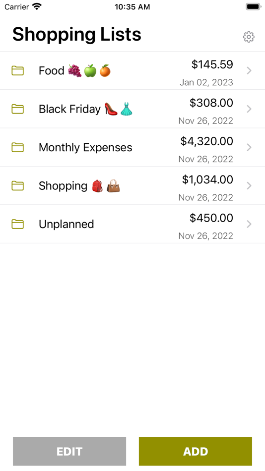 #1. Simple Shopping List - Expense (iOS) By: giang pham