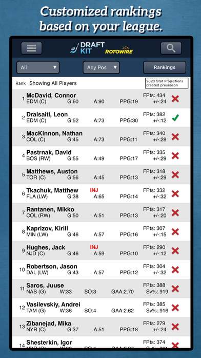 Screenshot #1 pour Fantasy Hockey Draft Kit '23