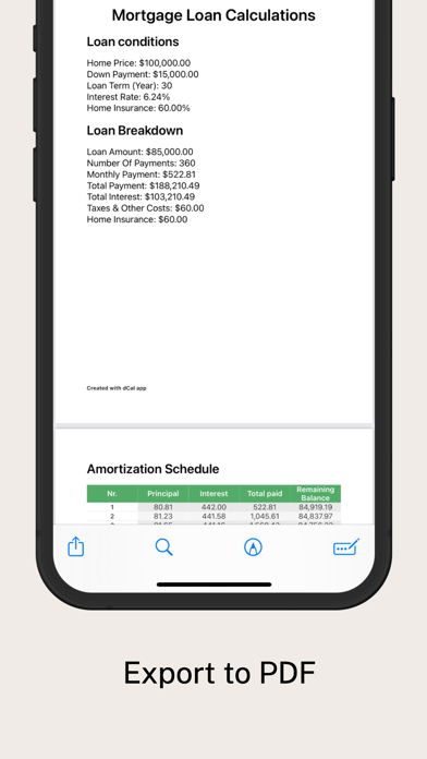 Amortization loan calculator % Screenshot