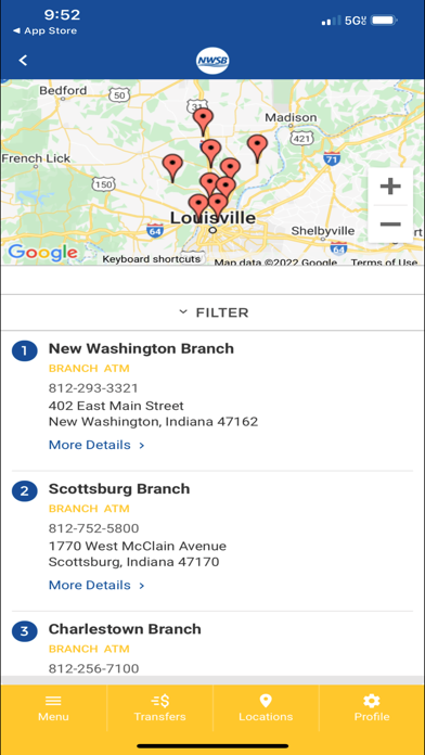 New Washington State Bank Screenshot