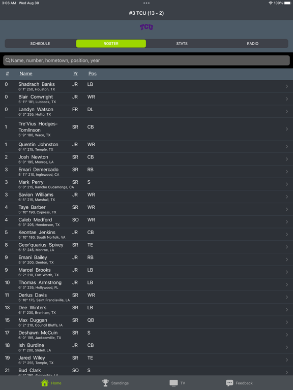 Screenshot #5 pour TCU Football Schedules