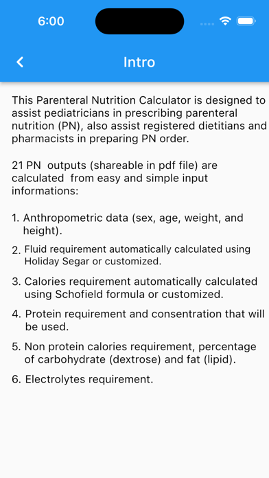 Parenteral Nutrition Calc Screenshot