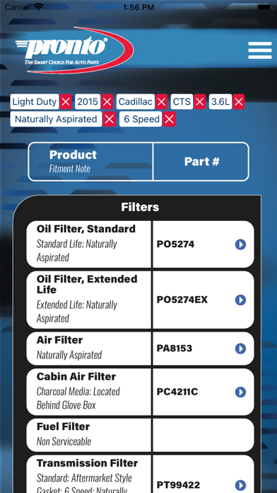 Pronto Filters Screenshot