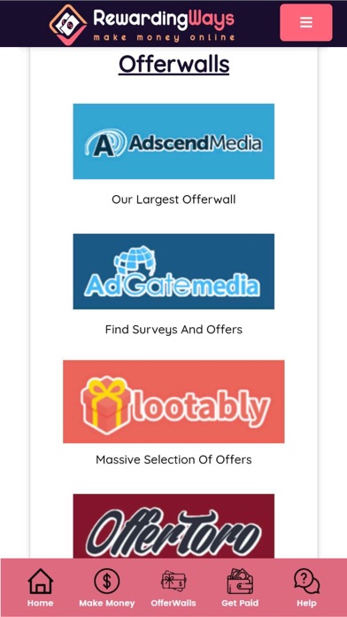 RewardingWays Paid Surveys Screenshot