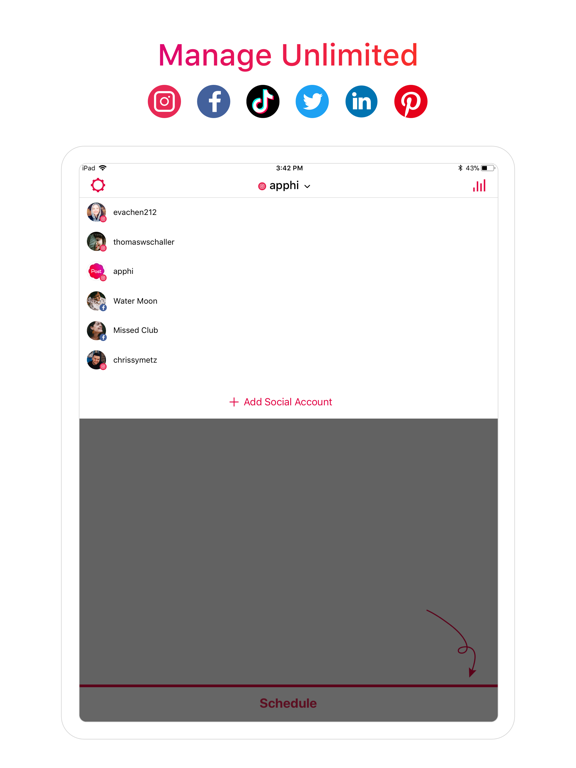 Apphi: Social Media Scheduler iPad screenshot 4 - Social Networking app