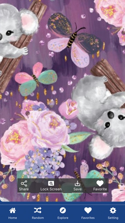 Wallpaper Blue and Pink Koala