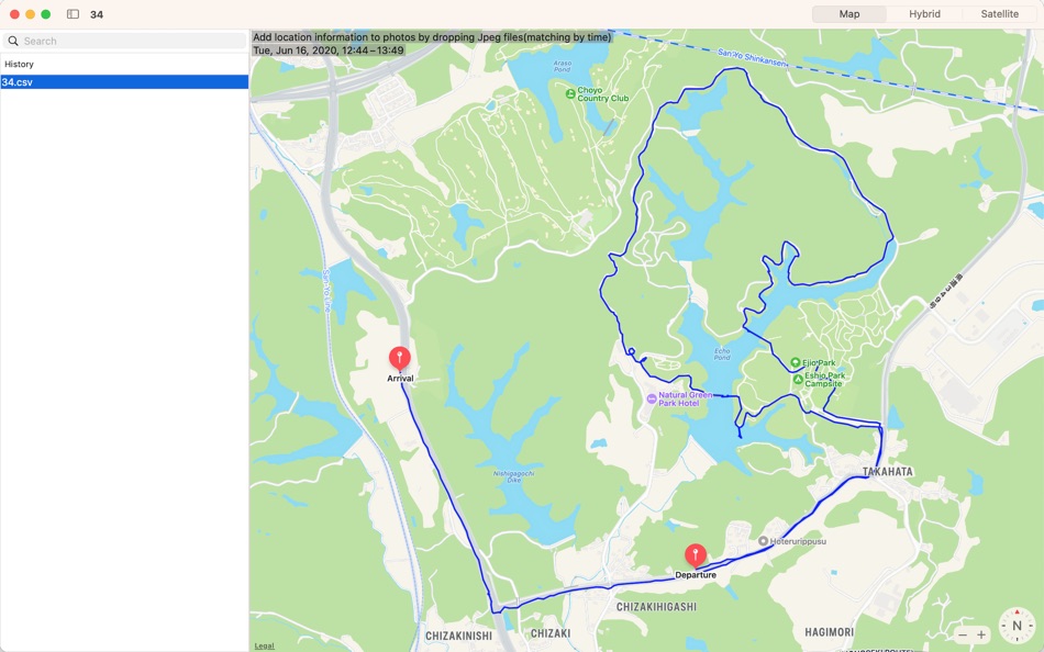 #1. GPSLoggerS Track (macOS) 由: hideo uhara