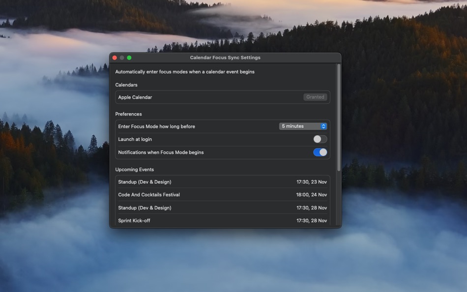 #2. Calendar Focus Sync (macOS) 由: Andrew Glago