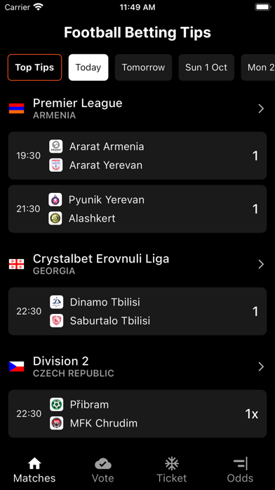 Screenshot #1 pour Football Betting Odds & Tips