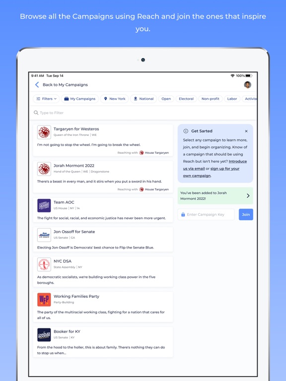 Reach — Progressive Organizing iPad screenshot 9 - Utilities app