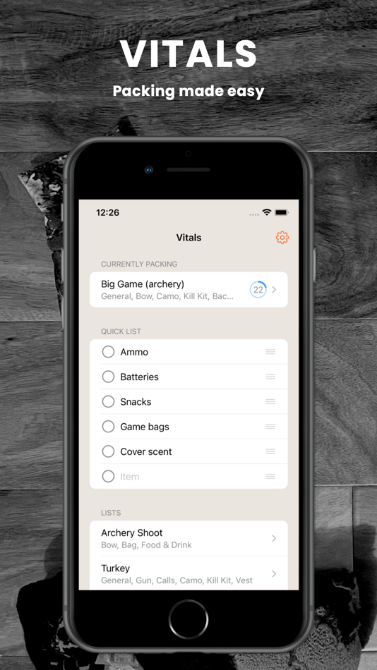 #1. Vitals: Hunt Packing List (iOS) Podle: 37 South, LLC