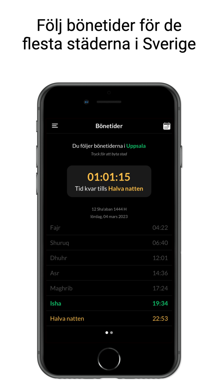Muslimappen - Bönetider Qibla