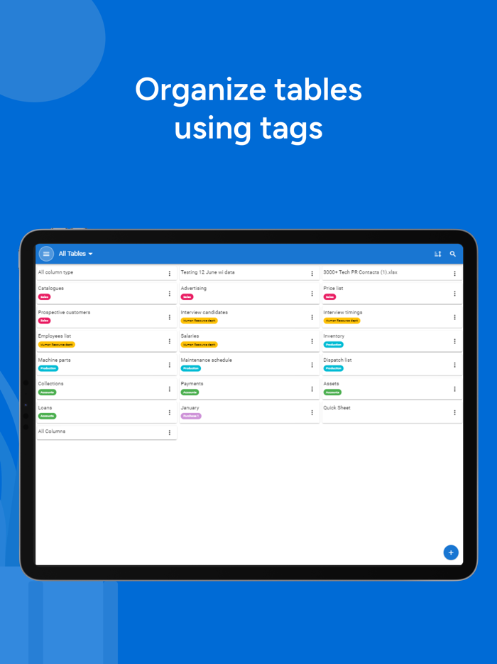 Table Notes - Mobile Excel