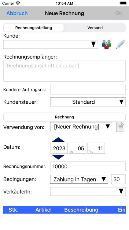 Express Invoice Basis