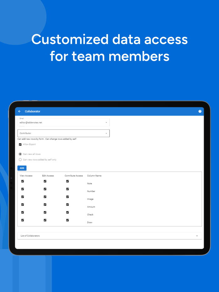 Table Notes - Mobile Excel
