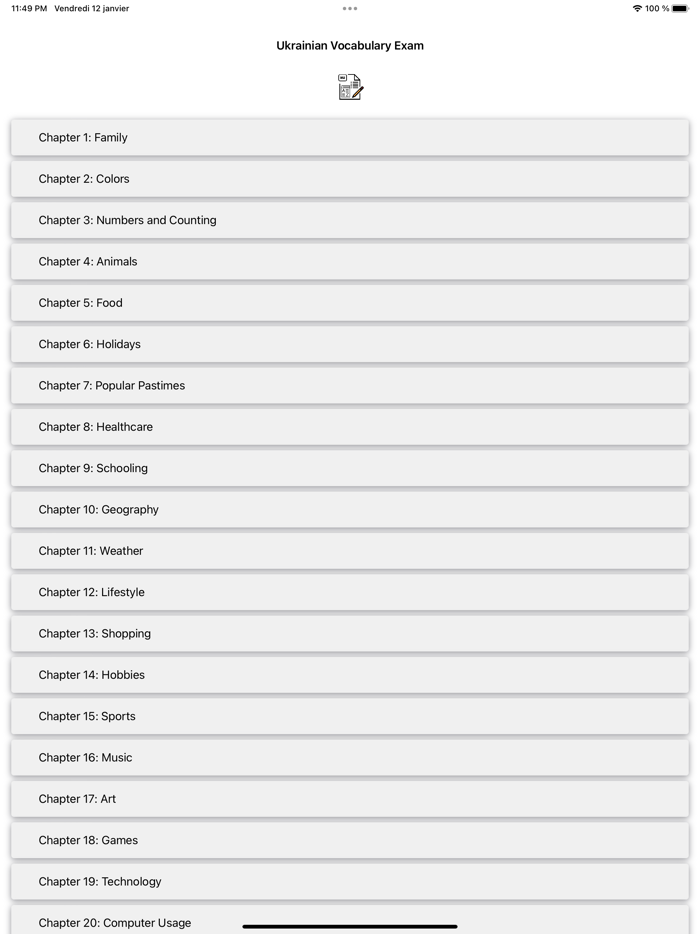 Ukrainian Vocabulary Exam