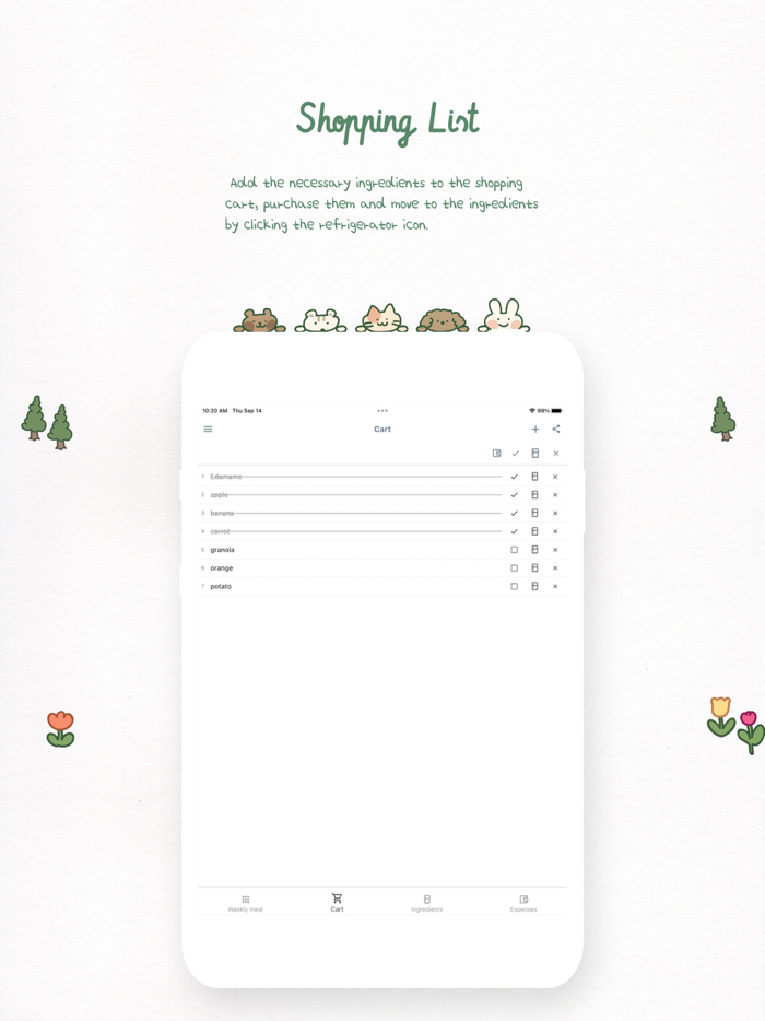 Yurit weekly meal planner
