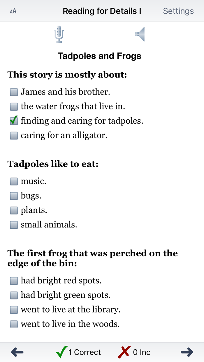 Reading for Details I