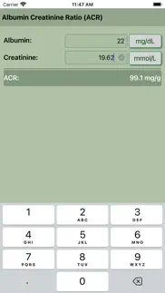 albumin creatinine ratio calc iphone screenshot 2