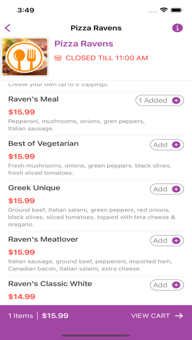 Pizza Ravens - Restaurant Screenshot