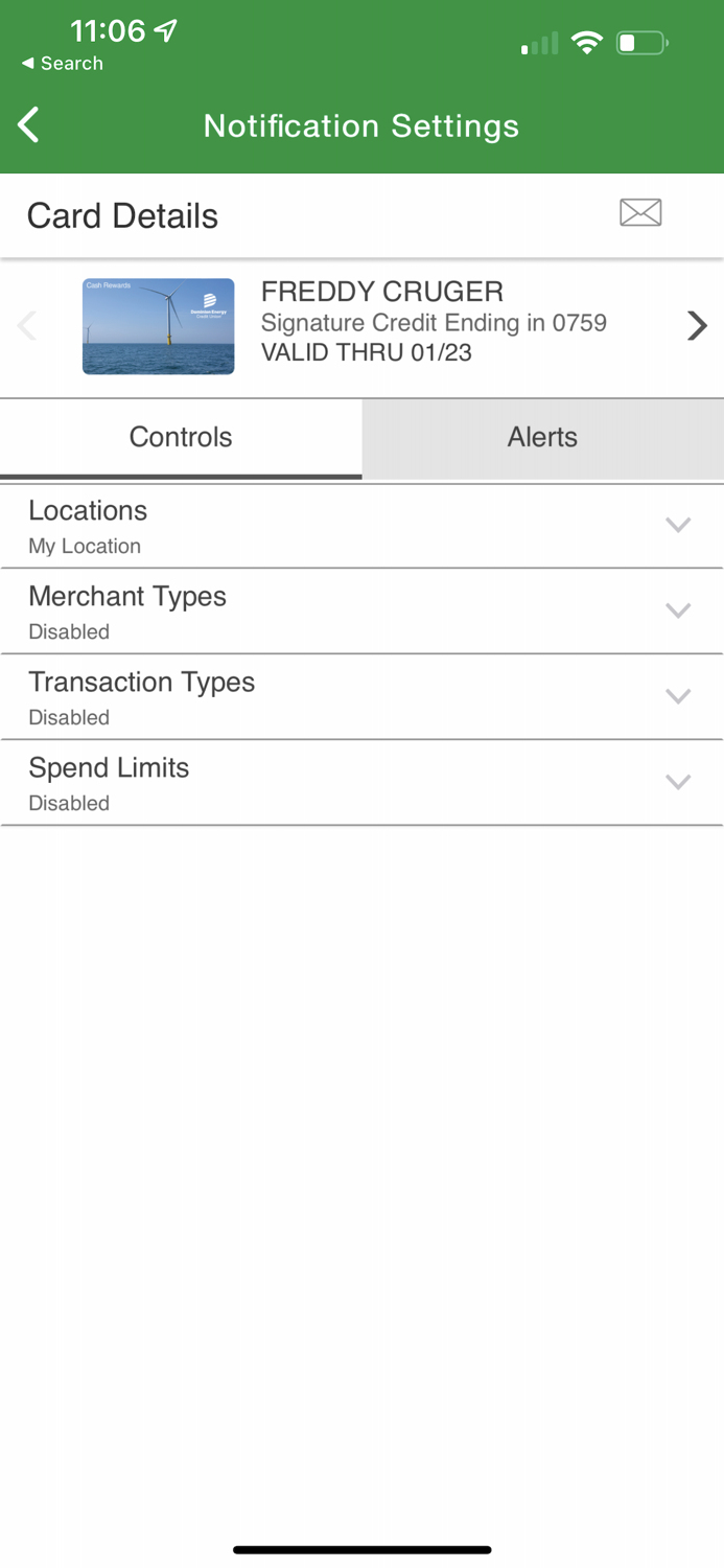 Card Control Dominion Energy