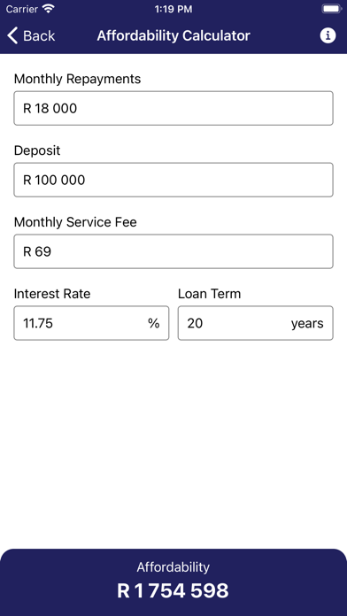 ZA Home Loan Calculator Screenshot