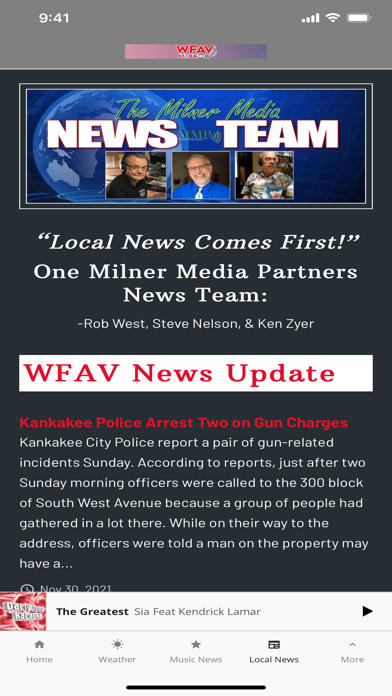 WFAV 95.1 Screenshot