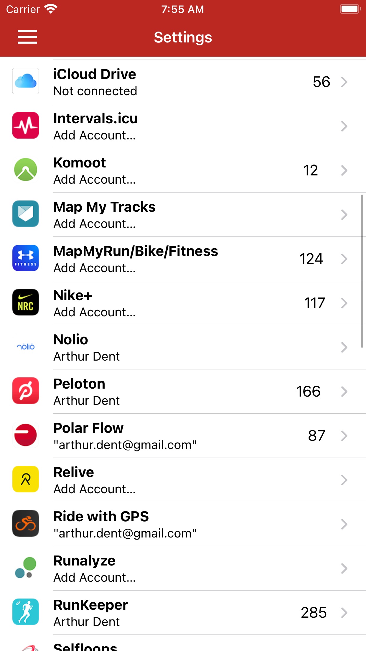 Screenshot do app RunGap - Workout Data Manager