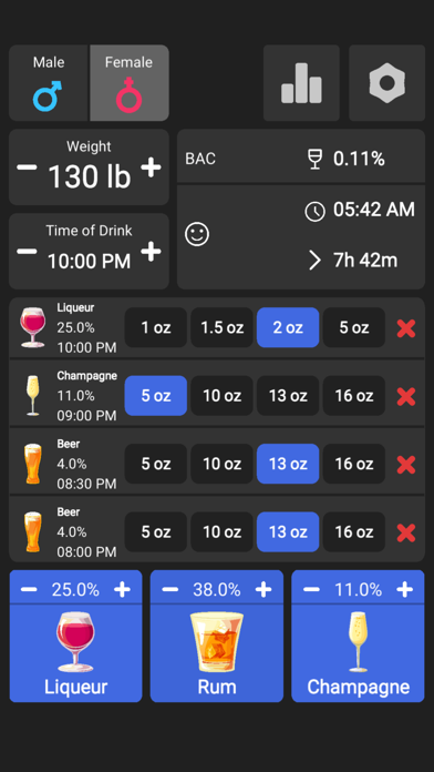 Alcohol BAC Calculator Screenshot