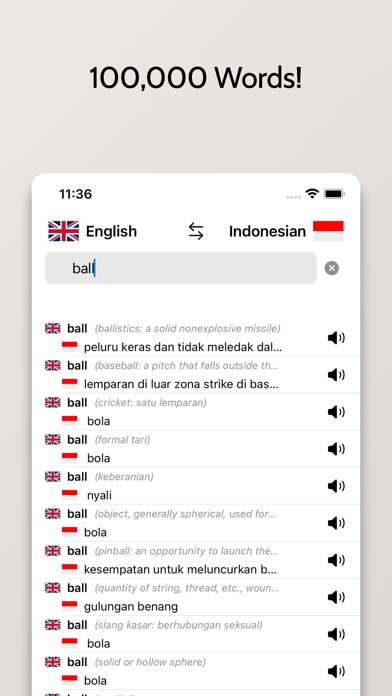 Indonesian/English Dictionary Screenshot