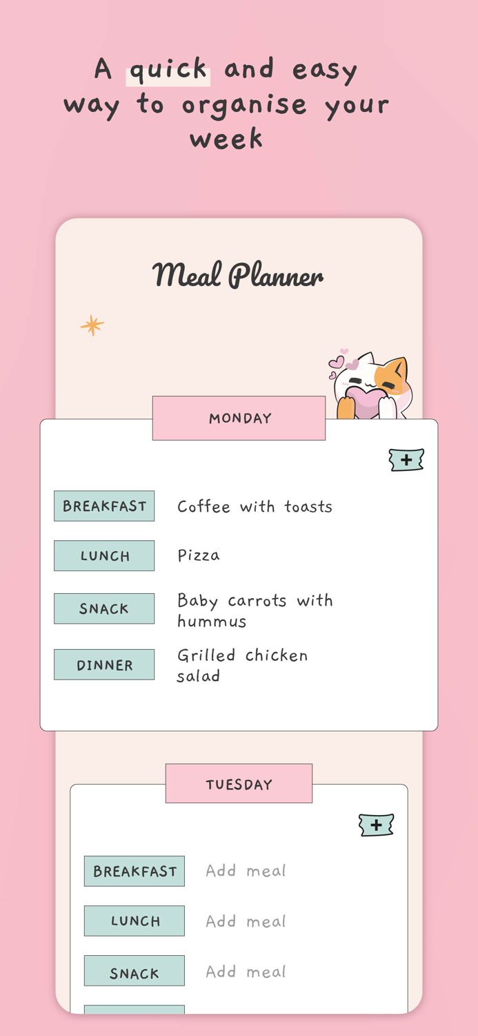 Meal plan template food diary