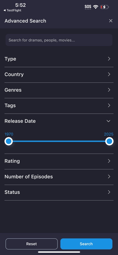 MyDramaList - Asian Drama DB - This tool offers comprehensive "search filtering options" by type and genre, alongside a precise "release date range selection" for highly specific discoveries.