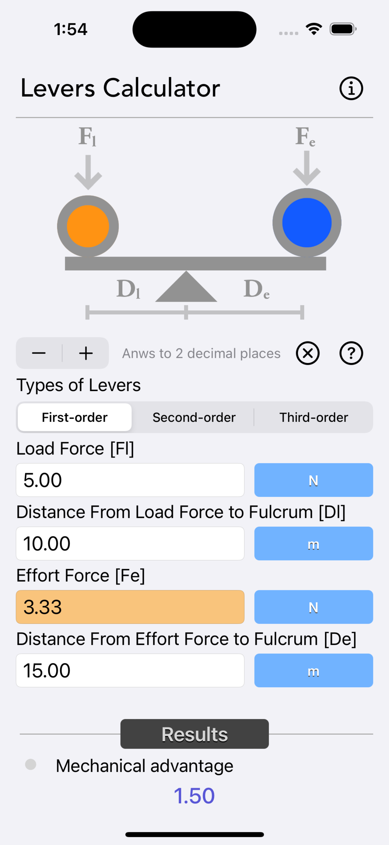 Levers Calculator