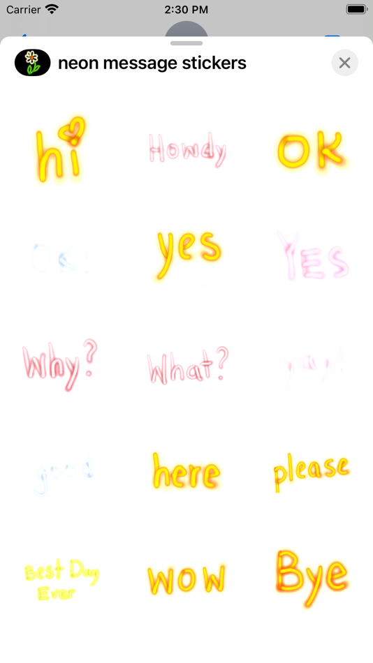 #4. neon message stickers (iOS) By: Sigma Sky, LLC