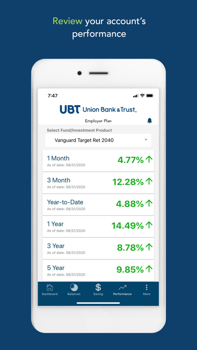UBT Retirement Screenshot