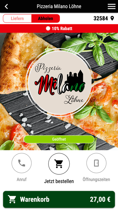 Pizzeria Milano Löhne Screenshot