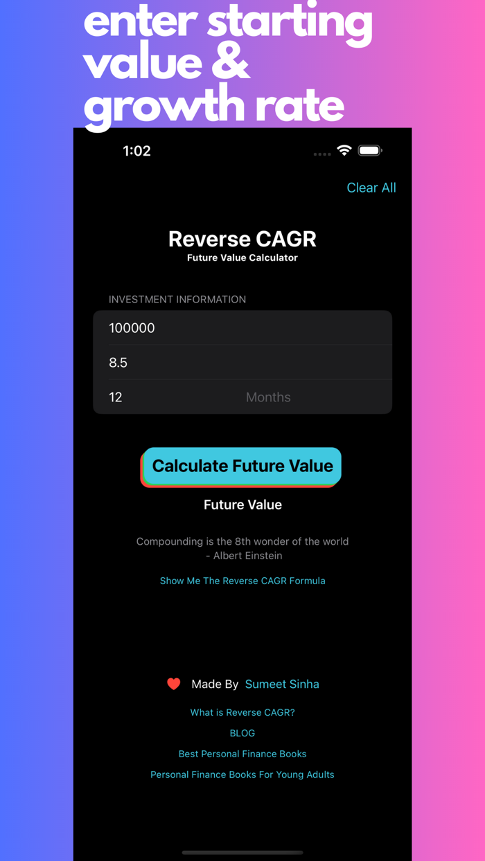 Reverse CAGR Calculator