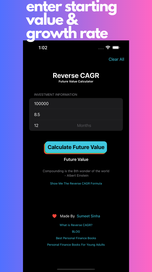 #2. Reverse CAGR Calculator (iOS) 由: SUMEET SINHA