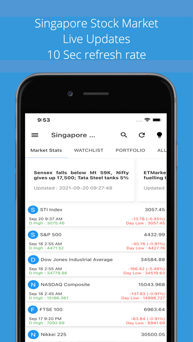 Singapore Stock Market Live Screenshot