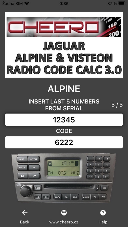 #2. RADIO CODE for JAGUAR ALPINE (iOS) 由: Petr Svihovec