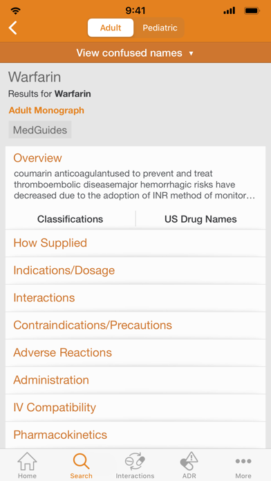 Elsevier Clinical Pharmacology Screenshot