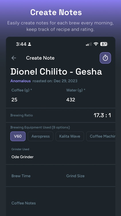 Optimal Coffee Notes