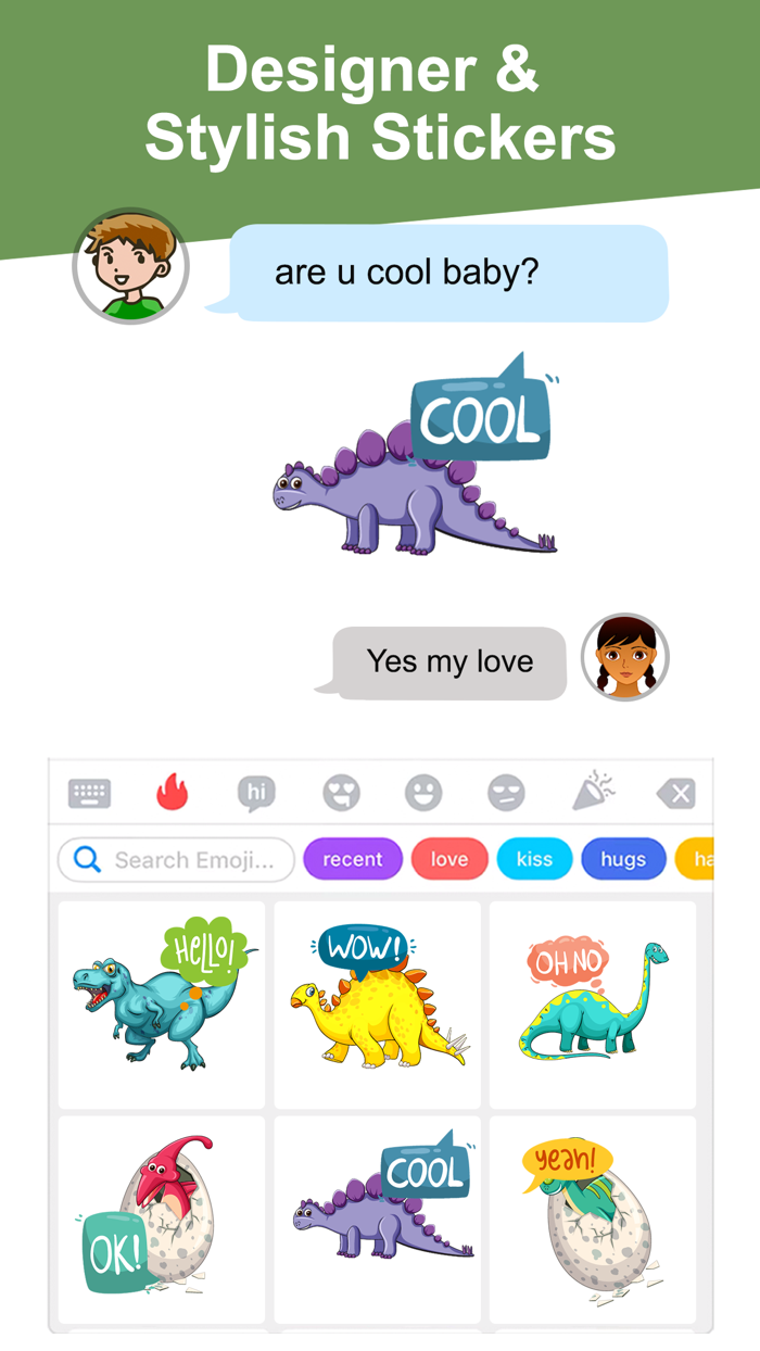 Dinosaur and Text Sticker Emojis