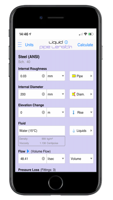 Pipe Flow Liquid Pipe Length Screenshot