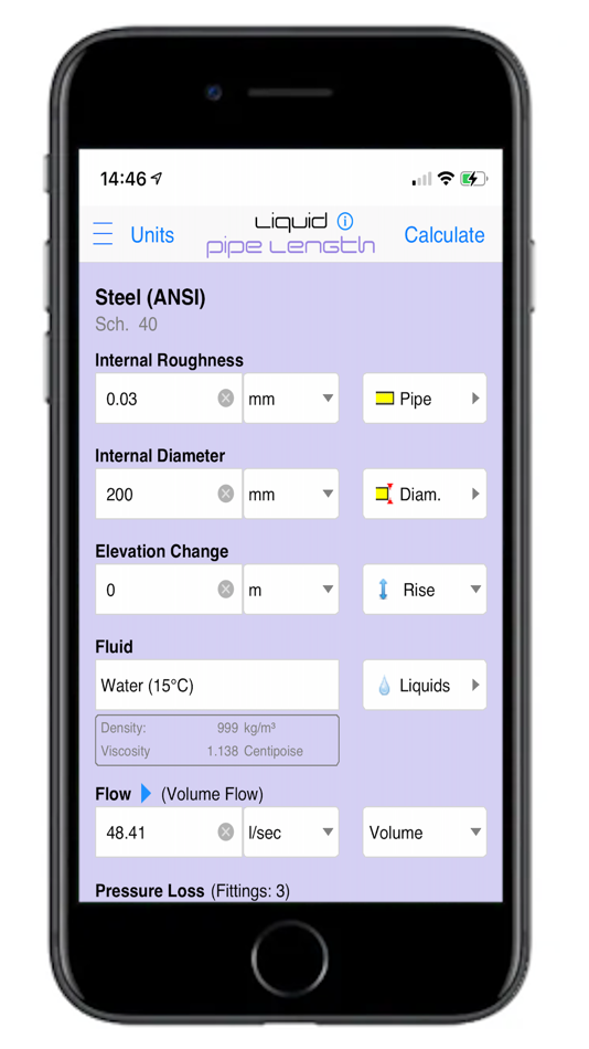 #1. Pipe Flow Liquid Pipe Length (iOS) Podle: Pipe Flow Software